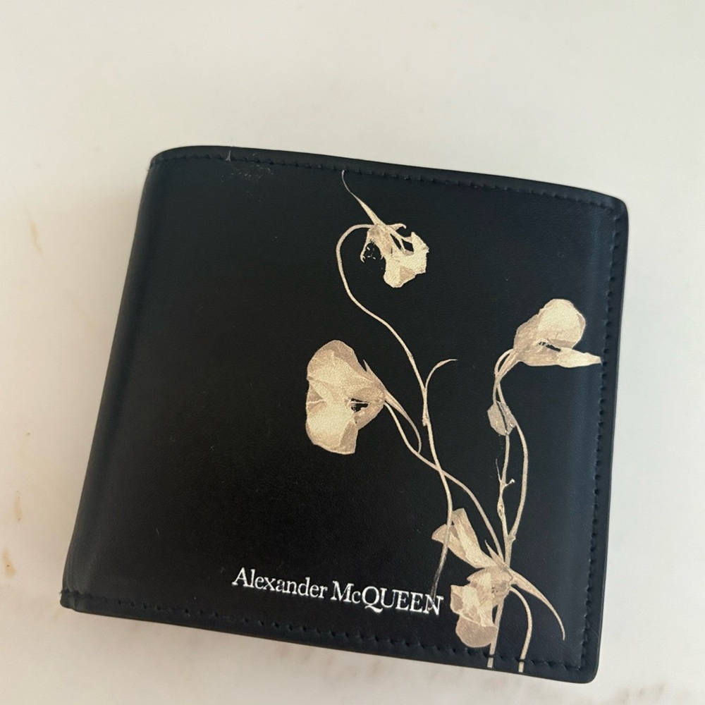 Alexander McQueen Black Wallet with Floral Design